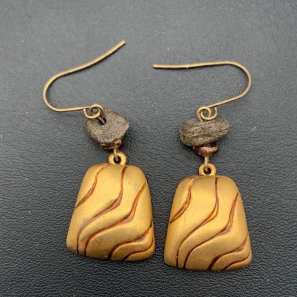 Chico's Gold and Brown Wave Earrings